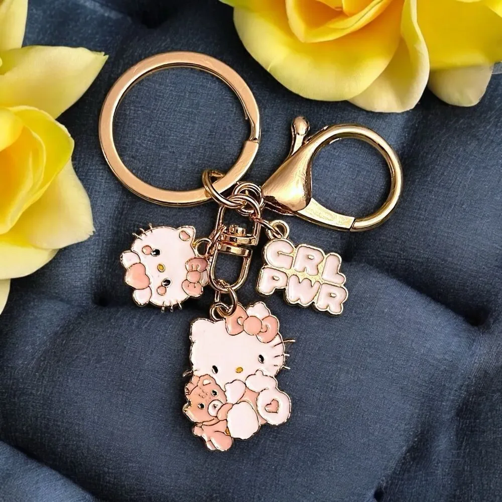 Hello Kitty Girl Power Baby Pink Multi Charm Keychain NWT